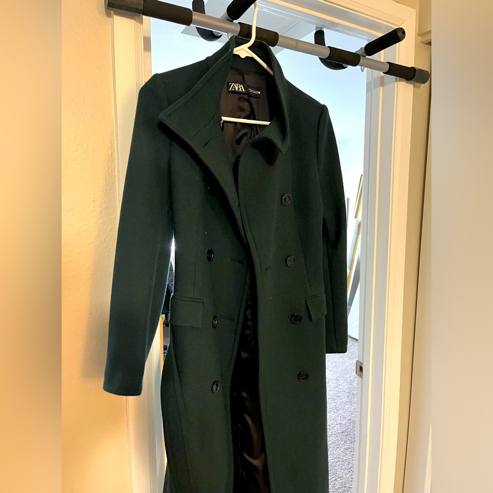 Dark green wool coat, in great condition.